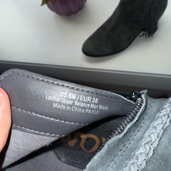 Sam Edelman Paige Velvet Fringed Ankle Bootie Gray Size 8 EUC - Picture 8 of 8